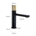 sanihal kurved mini zwart geborsteld goud