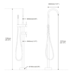 tekening staande badkraan